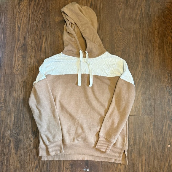 Maurices Tops - Maurice’s Lace Patched Boho Knit Beige Hoodie Womens Size Large